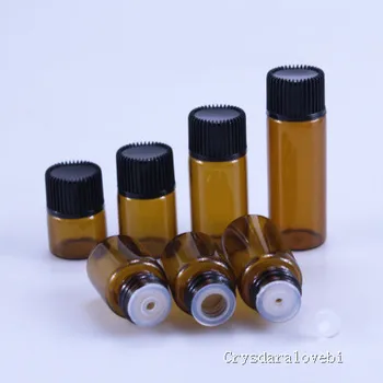 

100Pcs 1ml 2ml 3ml 5ml Dram Amber Glass Essential Oil Bottle Thin Glass Small Brown Perfume Oil Vials Sample Test Bottle