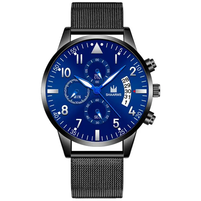 

Luxury Men Military Sport Watch Mesh Band Stainless Steel Analog Quartz Date Wristwatch Male Man Business Watches Reloj Hombre