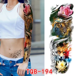 7 Designs Waterproof Temporary Tattoo Stickers Full Arm Large Skull Old School Tatoo Stickers Flash Fake Tattoos for Men Women