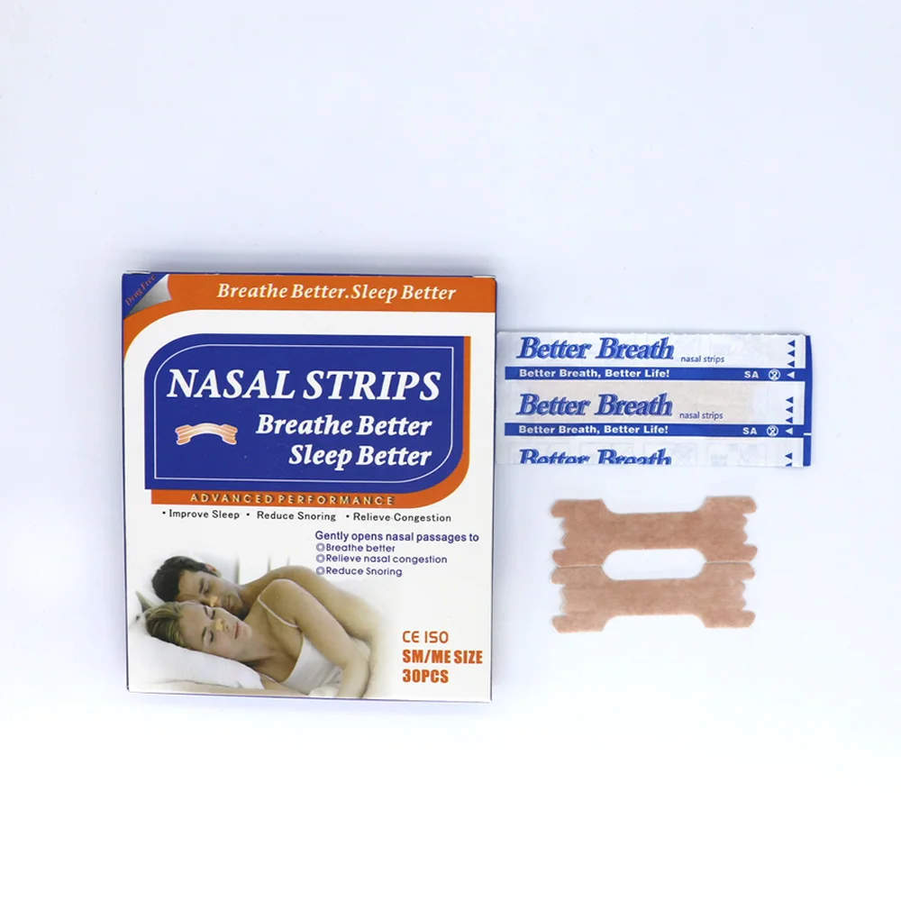 300pcs=10boxes/lot (55x16mm) Prefessional Manufacturer Anti Snoring Nasal Strip Better Breath Nose Strips to Make Breath Right 2