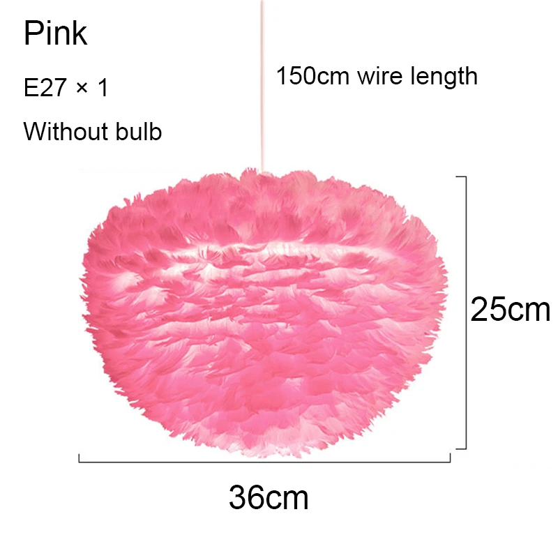 Современные подвесные светильники, перьевая лампа, подвесной светильник для спальни, гусиное перо, подвесной светильник, лофт, скандинавский подвесной светильник, прикроватная лампа для гостиной, E27 - Цвет корпуса: Pink Dia 36cm