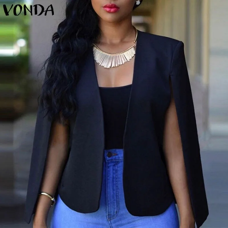 

2020 New Arrival VONDA Winter Woman Blazer Jackets Split Sleeve Coat Suit Female Solid Color Casual Loose Cardigan Plus Size 5XL