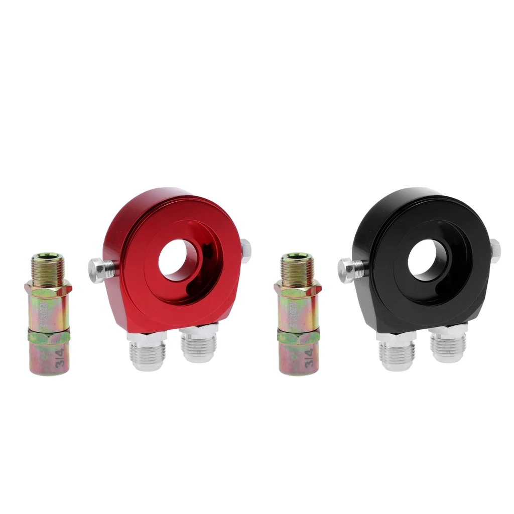 MagiDeal Great Performance Oil Filter Cooler Gauge Sandwich Plate Black+Red