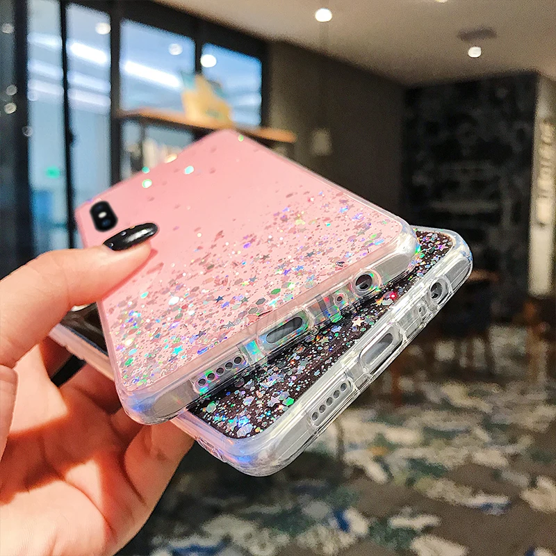 Роскошные Стразы с блестками силиконовый чехол для samsung Galaxy Note 10plus S10 S8 S9 Plus Note 8 Note 9 Love Star прозрачный чехол