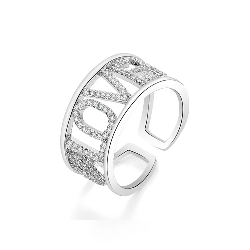 

LOVE Letters Ring for Women Silver Color Adjustable Zircon Finger Ring Wedding Ring Gift Elegant Ins Fashion Jewelry 2019