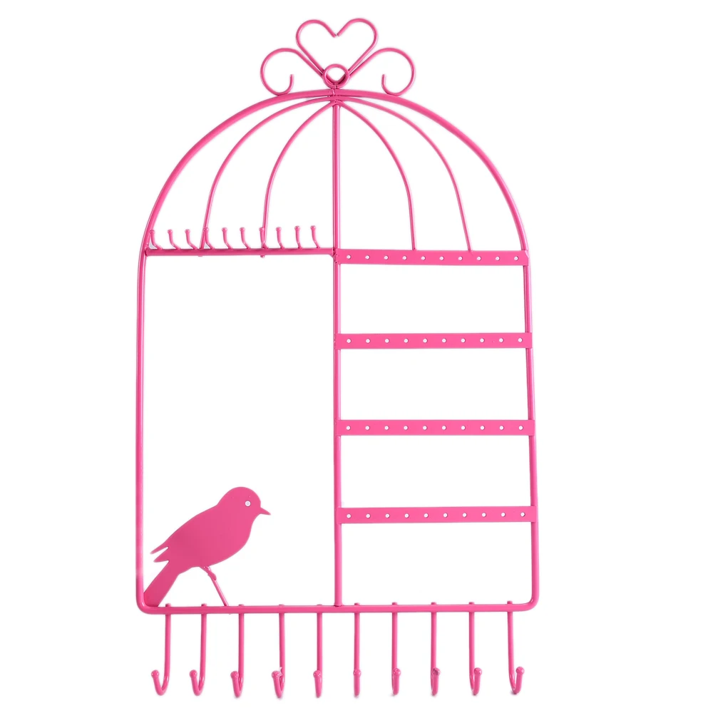 New Metal Birdcage Jewelry Holder Earring Display Hanger Necklace Organizer Hook