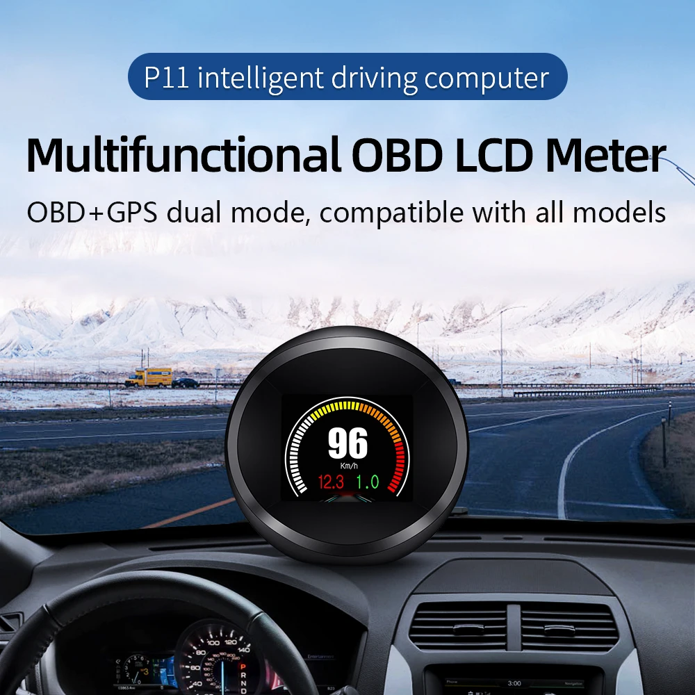 

Car HUD Head Up Display Universal OBD2 GPS Head-Up GPS Speedometer with Speedup Test Brake Test Overspeed Alarm TFT LCD Display