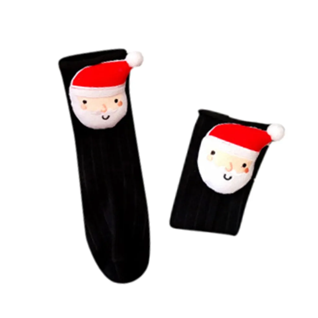 Рождественские хлопковые теплые носки для маленьких мальчиков и девочек; сезон осень-зима Детские хлопковые носки в полоску из махровой ткани со снежинками, лосями, Санта Клаусом, медведем - Цвет: F