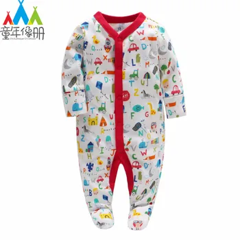 

Picturesque Childhood new born baby boy clothes Neonato Daddys Girl Tiny Cottons Covered Button O-neck Babygrow Jumpsuit 1