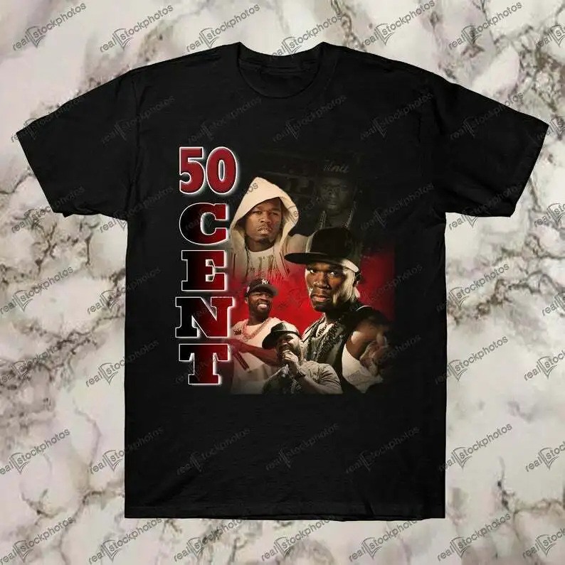 Винтажная футболка в стиле хип-хоп 50 центов черная хлопковая Футболка Rap | Мужская