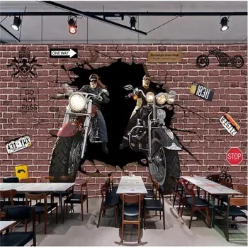 

custom 3d photo wallpaper mural living room Motorcyclists brick walls 3d picture sofa TV backdrop mural wallpaper for walls 3d