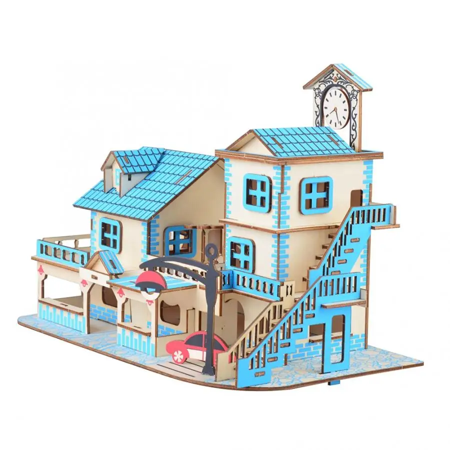 3D деревянные головоломки, игрушки, пазлы, архитектура, дом, сделай сам, ручной набор для сборки, Обучающие Детские Развивающие деревянные игрушки для детей
