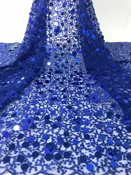 

African Lace Fabric 2020 High Quality Lace Sequins Fabric French Nigerian Beads Lace Fabric 3d Embroidery Wedding Lace