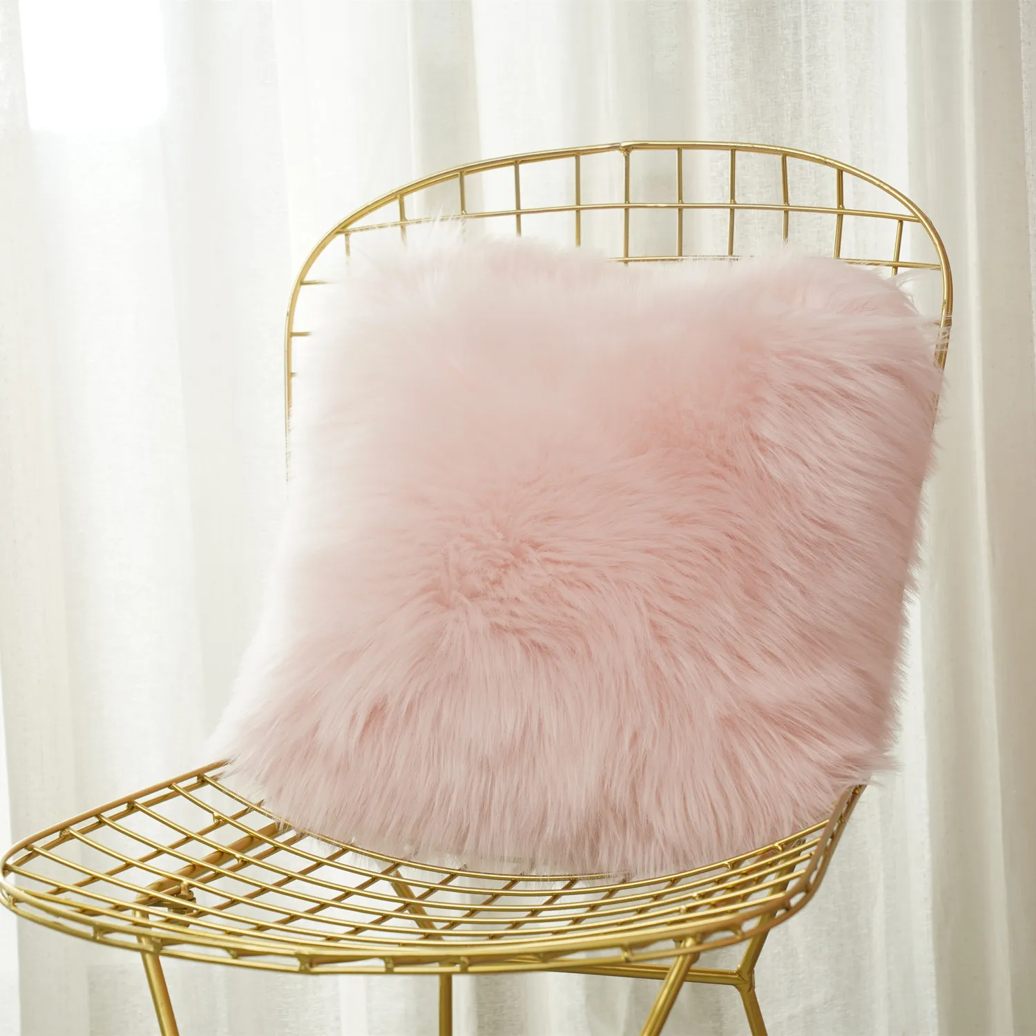 Pillowcase Cushion-Cover Sheepskin Throw Soft Fluffy Hairy Faux Plain Fur Solid Washable