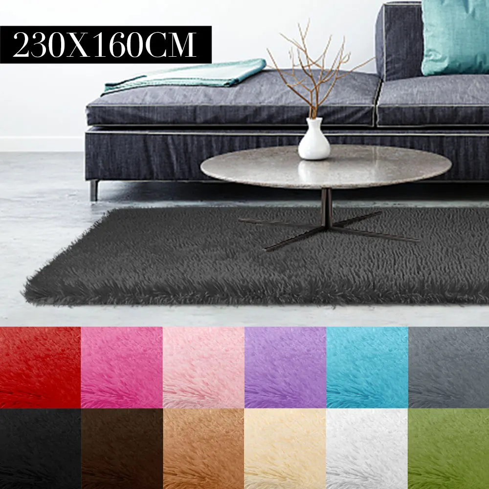 

160x230cm Multicolored Fluffy Rugs Area Rug Anti-Skid Home Sofa Living Room Bright Shaggy Decoration Mat Bedroom Floor