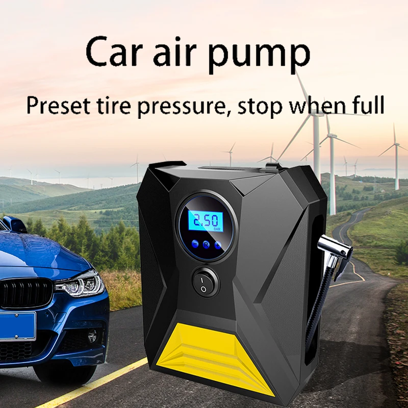 Portable automobile air compressor 12V digital tire inflation pump LED lamp compression Compressor for Auto Car Motorc | Автомобили и