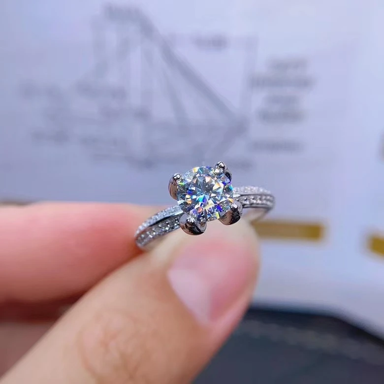2020 New Crackling Moissanite Ring For Women Jewelry Engagement Ring