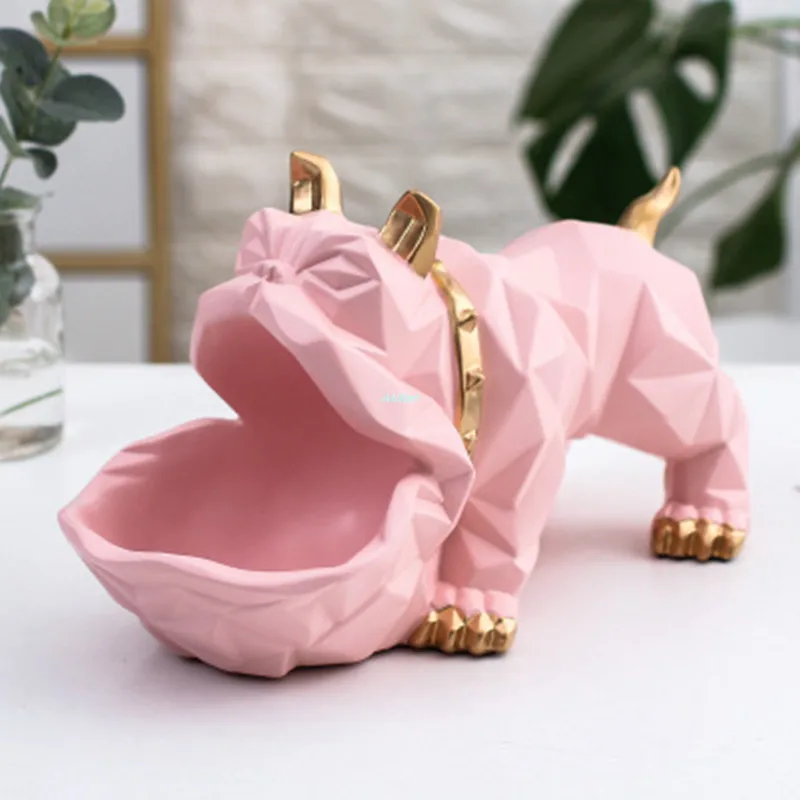 Розовый 1" Животное моделирование бульдог Canis ознакомительный Ключ коробка для хранения конфет украшения для дома ремесло креативный подарок Смола 25 см Z2520 - Цвет: Розовый