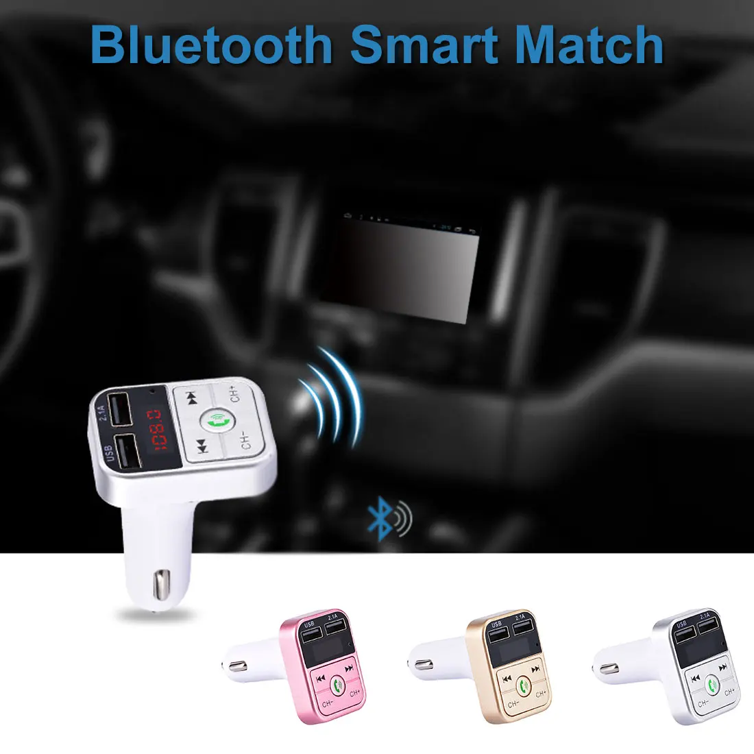 Автомобильный Bluetooth fm-передатчик, беспроводной приемник, Автомобильный светодиодный MP3-плеер 2.1A, двойное USB быстрое зарядное устройство, автомобильные аксессуары