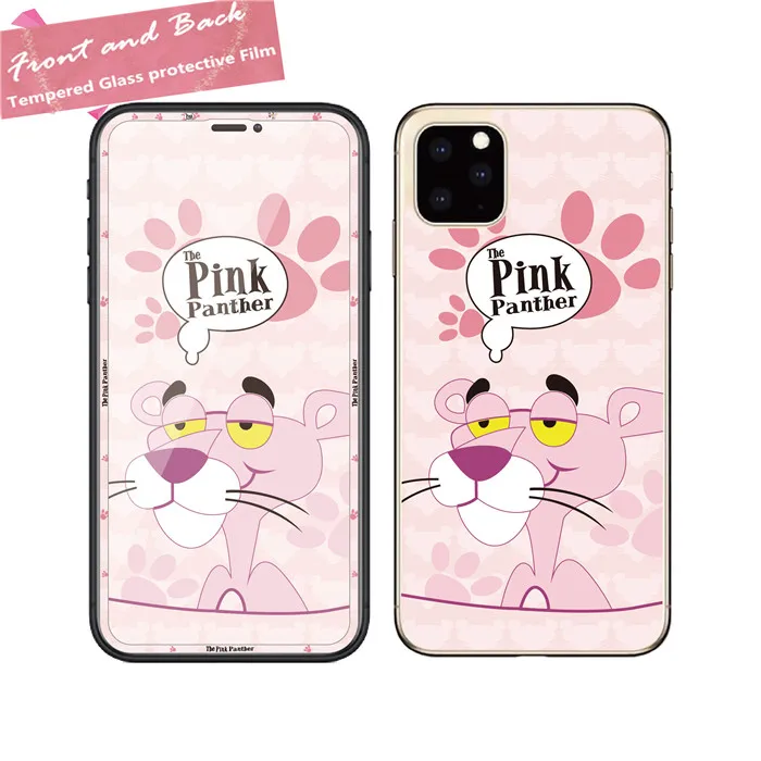 Милое мультяшное цветное переднее и заднее Закаленное стекло пленка для iPhone 11 Pro MAX XR XS MAX 6 6S 7 8 Plus защита экрана полное покрытие - Цвет: 2