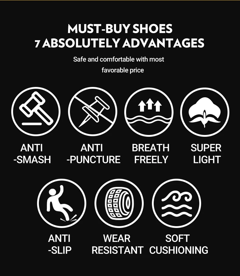 Work Safety Shoes Anti-Smashing Steel Toe Puncture Proof Construction Lightweight Breathable Sneakers shoes Men Women is Light