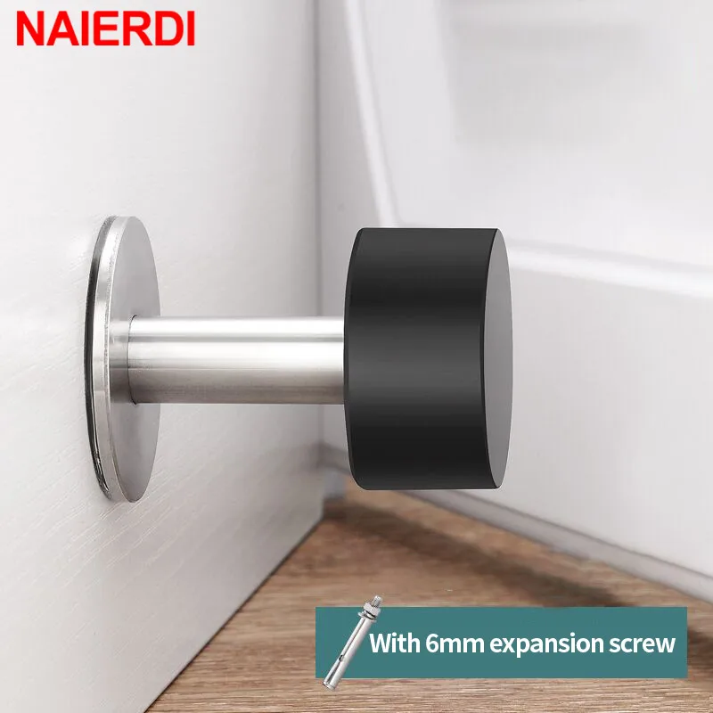 Stainless Steel Rubber Nail-free Door Stopper for Floor Wall door stopper silicone door stopper door stopper bumpers