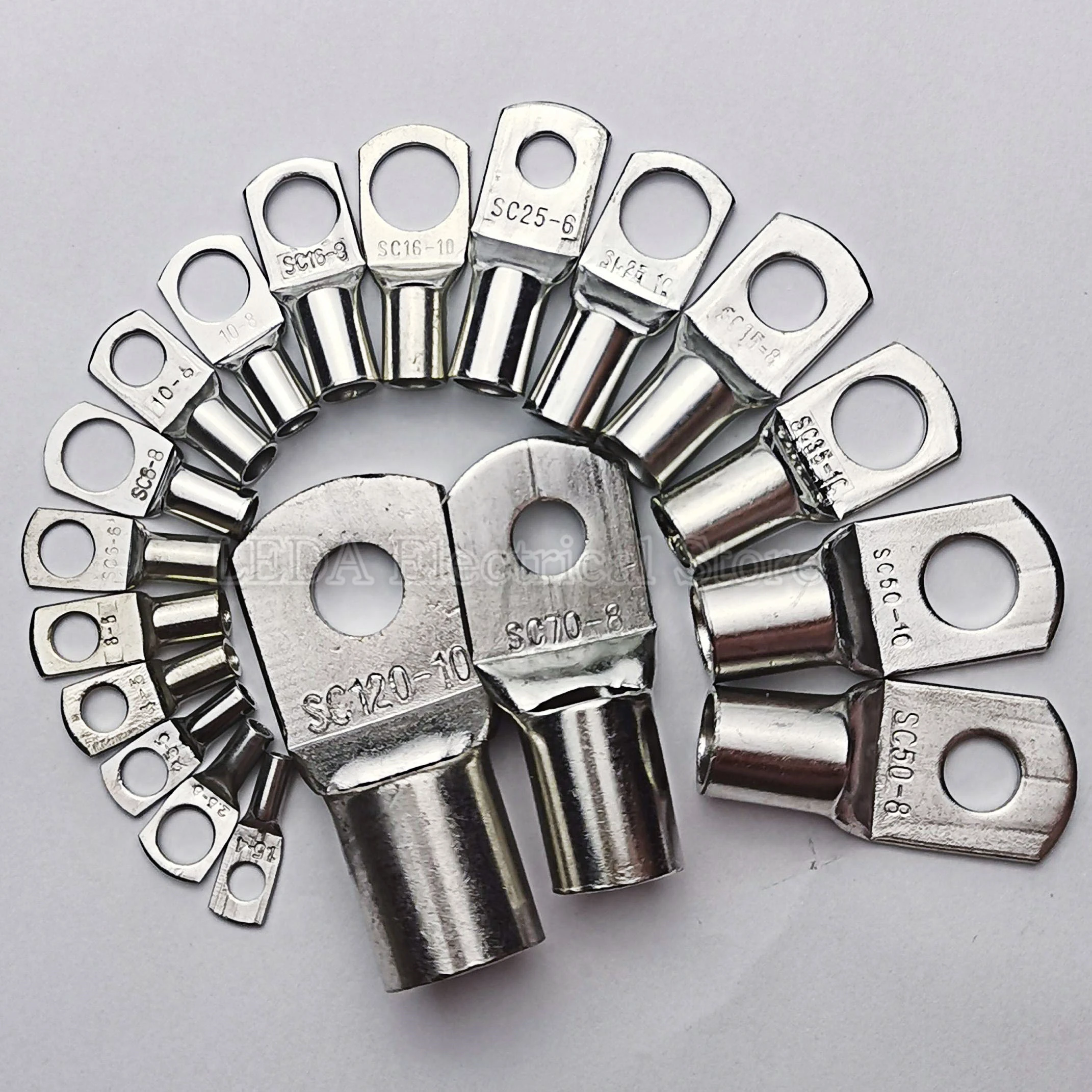 

10Pcs SC1.5-5 SC10-8 SC16-6 SC16-8 Copper Cable Lug Kit Bolt Hole Tinned Cable lugs Battery Terminals copper nose Wire connector