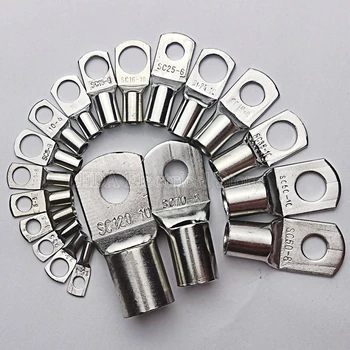

10Pcs SC1.5-5 SC10-8 SC16-6 SC16-8 Copper Cable Lug Kit Bolt Hole Tinned Cable lugs Battery Terminals copper nose Wire connector