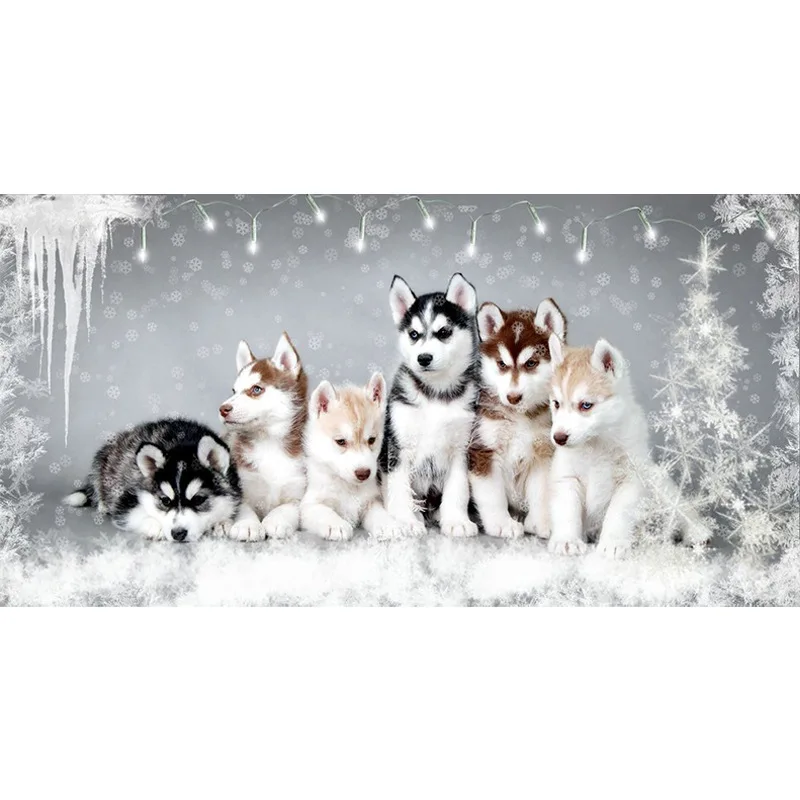 

Diamond Painting Full of Crystals Living Room Bedroom New Style Husky Sled Dogs Animal Decorative Painting DIY Cross Stitch Stic