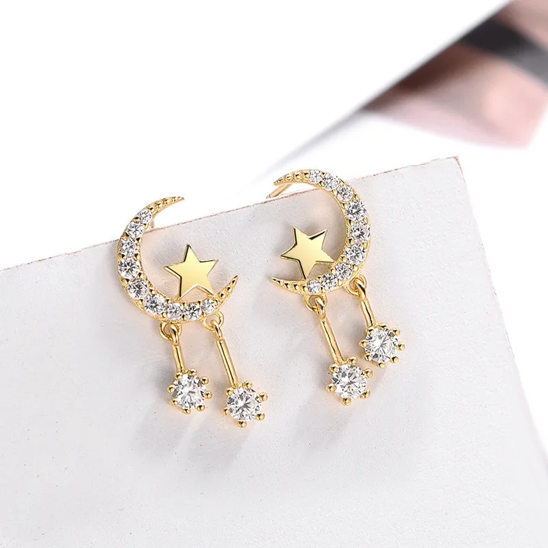 

Dominated 2019 new personality crystal Moon design style Women earrings Joker metal Star fine Water Drop earring Fashion