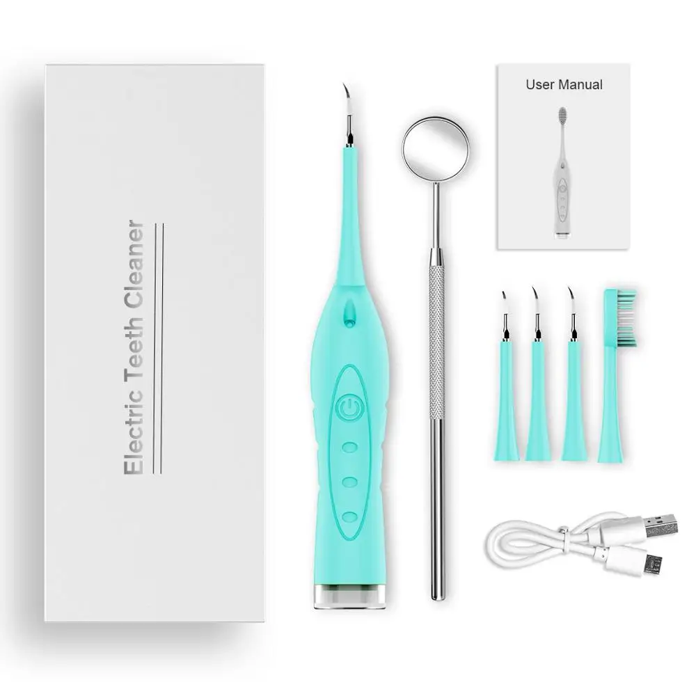 Dental Scaler Tooth Calculus Remover Electric Sonic Tooth Stains Tartar Tool USB Charging Teeth Whitening Oral Hygiene - Цвет: green