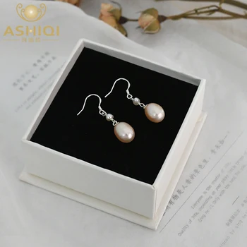

ASHIQI Natural Freshwater Pearl 925 Sterling Silver Drop Earrings Jewelry Earrings Gifts for Senior Women