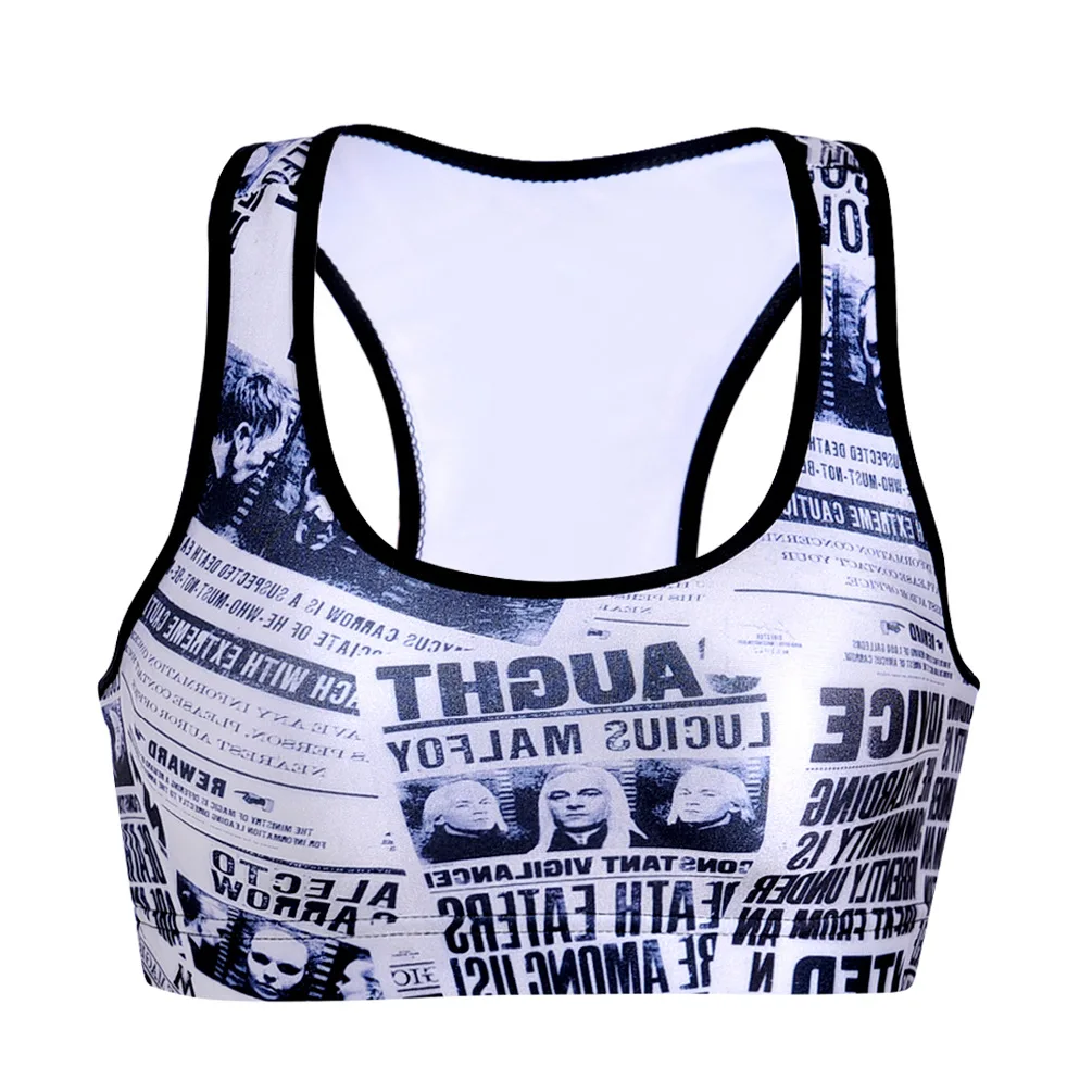 Fashion Photos English Newspaper Ring-free Bra vest Gym Vest