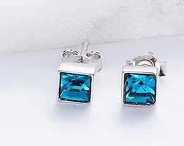 

UXN306 925 Pure Silver Earrings Crystal Form Girl Earrings Wedding Birthday Gifts