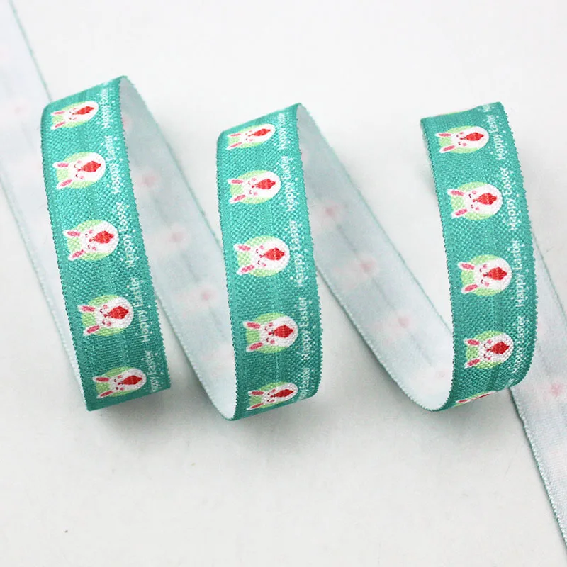 5/" 16 мм мультфильм кролик grosgrain ленты сложить над эластичной тесьмой для волос галстук 20 ярдов