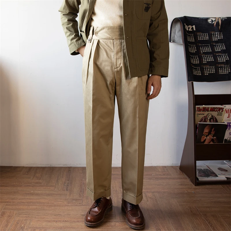 Pantaloni Chino Dritti Allentati Tornado Rossi Pantaloni Da Uomo Vintage Beige Cachi Gurkha