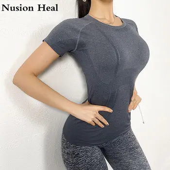 

Shorts Sleeve Seamless Gym Yoga Tops Sports Crop Top Women's T-shirt Fitness Woman Sport Tshirt Workout Tops For Women Sportswea