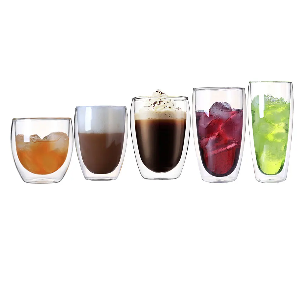 1 шт. кофейные кружки с двойными стенками, стеклянный контейнер 80-600 мл, изолированная Термокружка для чая, стеклянная чашка для напитков, стеклянная посуда, пивная молочная кружка, поставка