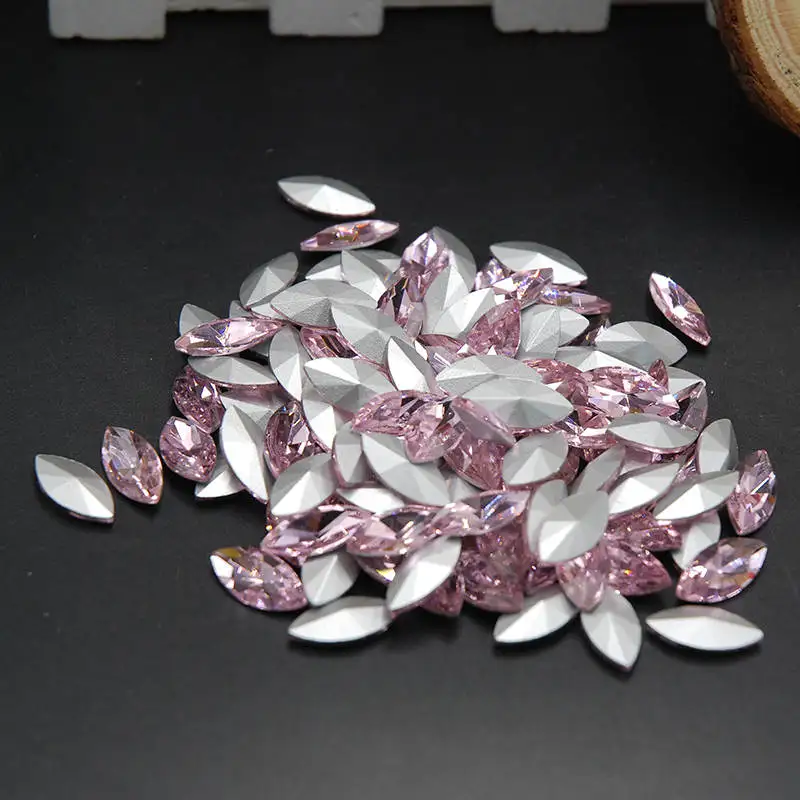Light pink Стразы с заостренным дном в стеклянном кристалле marquise на клею для поделок своими руками, одежда для рукоделия, блестящий кристалл, конский глаз, камни - Цвет: Light pink