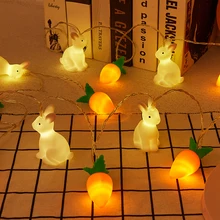 

10/20 leds USB/Battery Easter Bunny Carrot Light String Cute Cartoon Lanterns Kids Lamp For Bedroom Birthday Party Decoration