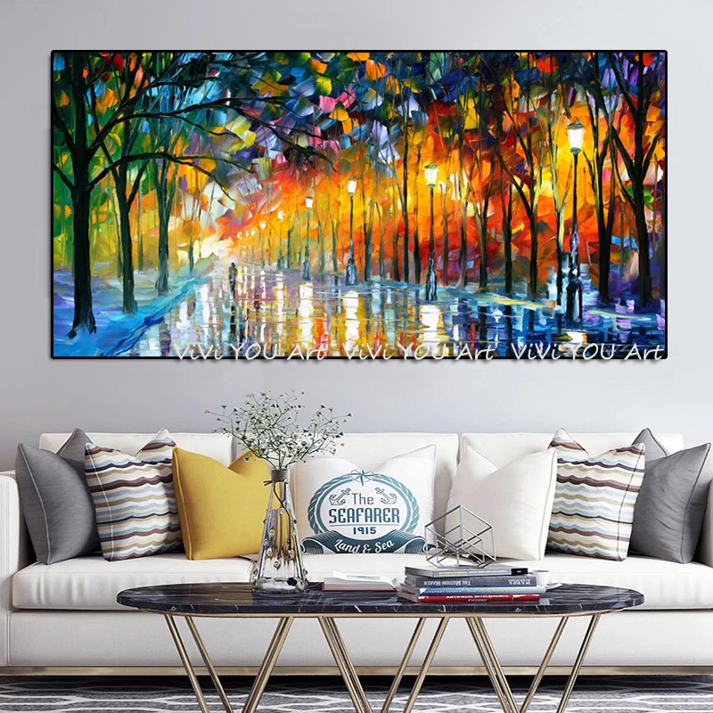 Canvas Painting Landscape painting Walling In Rain Light Road Oil Cuadros Wall Art Pictures for Living Room Home Decor | Дом и сад