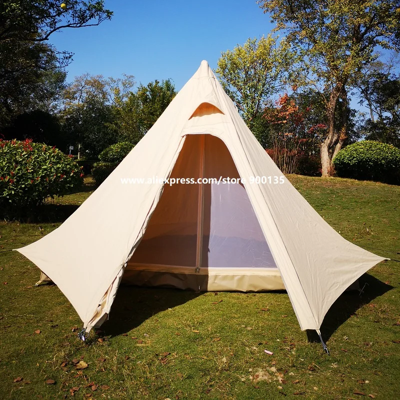 Outdoor Canvas Camping Pyramid Tipi Tent Adult Teepee Tent for 2 Person