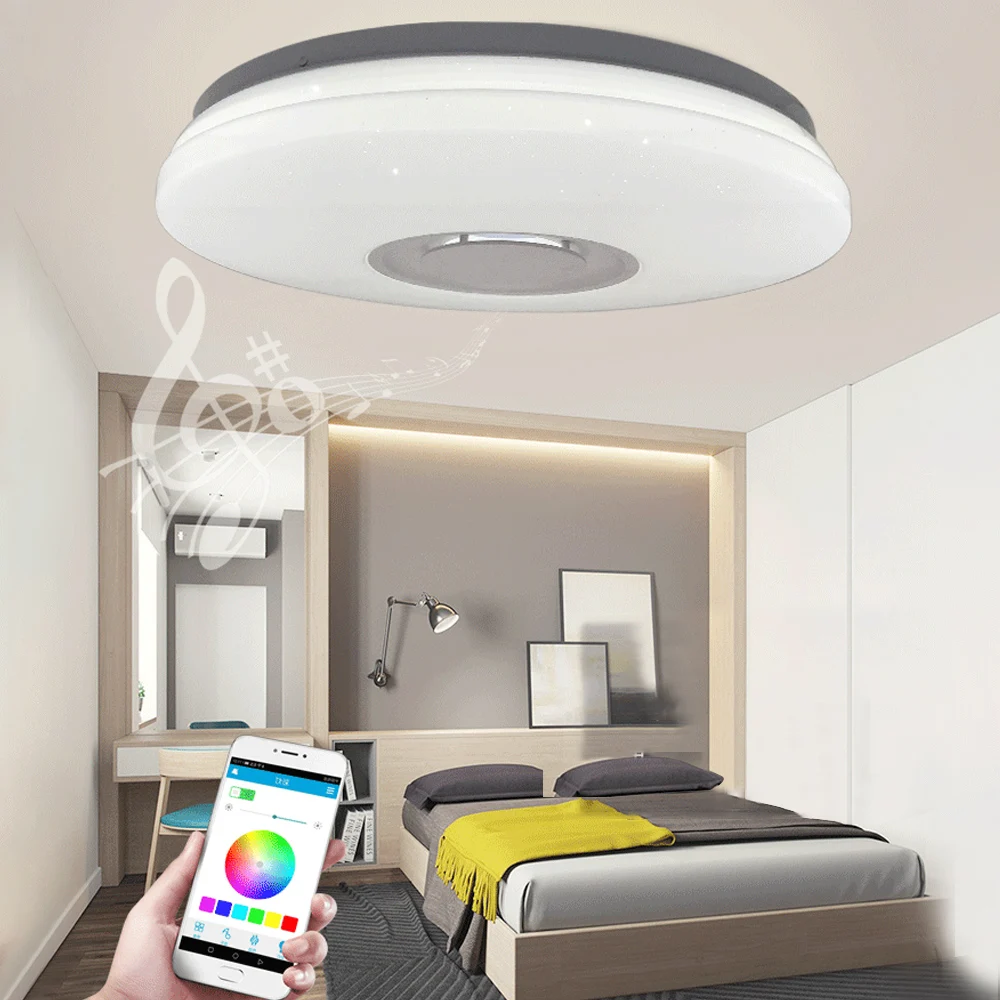 

385mm Smart Modern Ceiling Light Voice Control Suitable for livingroom bedroom kitchen dimming color LED Bluetooth Ceiling Light