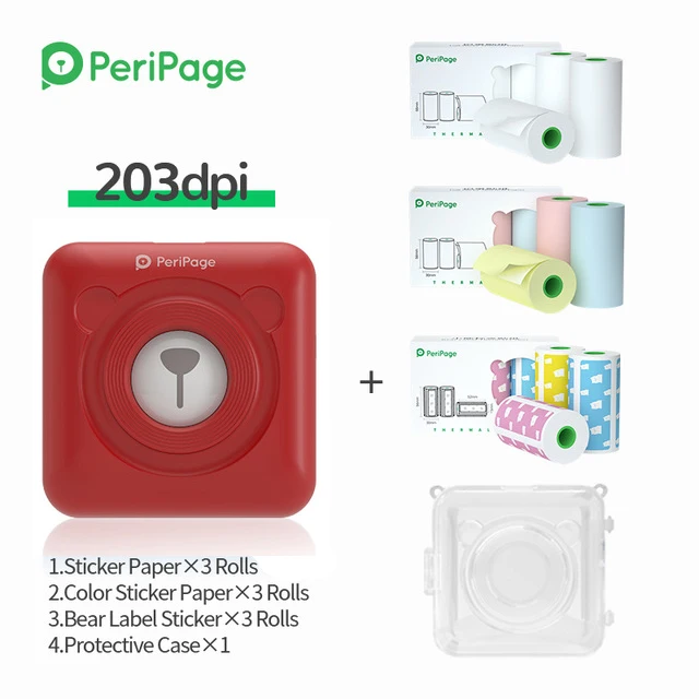 Peripage A6 Mini Photo Printer 58mm Notes Sticker Label Printer ink free Thermal Photo Printer with Paper Roll Sticker Color mini sprocket printer Printers