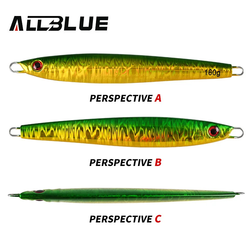 ALLBLUE 금속 지그 120g 160g 200g 인공 미끼 쇼어 빠른 지그 스푼 낚시 미끼 슈퍼 하드 바닷물 태클
