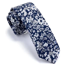 Классический Мужской Хлопковый узкий галстук Ricnais, размер s 6 см, темно-синий, белый, Цветочный, тонкий галстук для мужчин, галстуки с принтом для свадебной вечеринки, аксессуары для костюмов