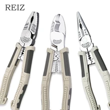 REIZ-Juego de alicates de combinación de 8 pulgadas, pelado de cables, cortador de Terminal aislado, herramientas de prensado, electricista, herramienta manual de reparación
