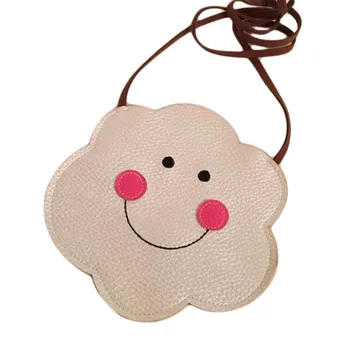 

PU Leather Mini Children Kids Simple Single Shoulder Bag Cute Cloud Shape Shoulder Bags For Women Girl White Messenger Bags
