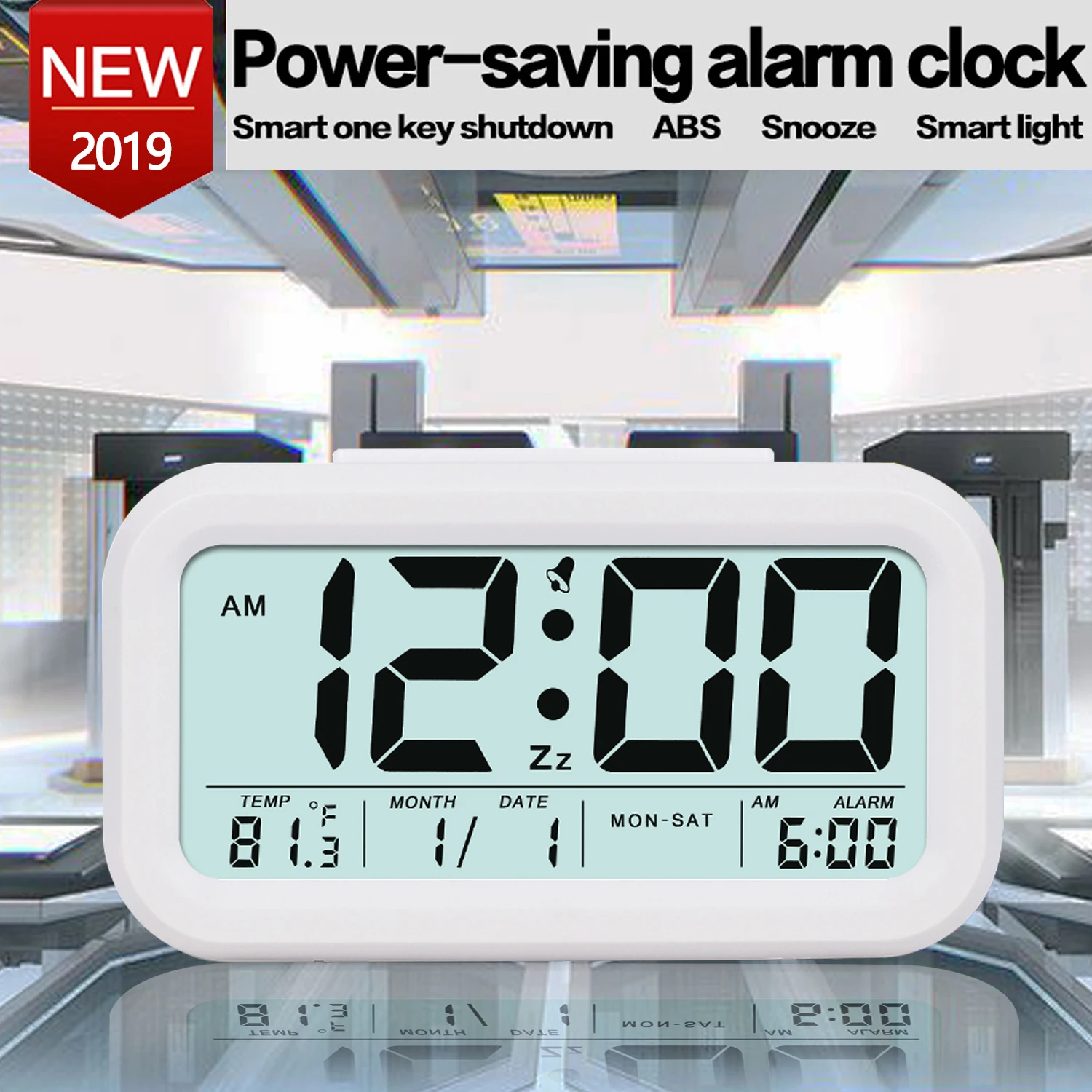 Alarm Clock LED Digital Large Display LCD with Calendar for Snooze Electronic Kids Home Office Travel | Дом и сад