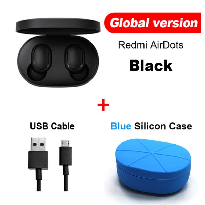 Xiaomi Redmi Airdots Xiaomi TWS беспроводные наушники Handsfree Голосовое управление Bluetooth 5,0 шумоподавление управление - Цвет: GB Cable Blue Case